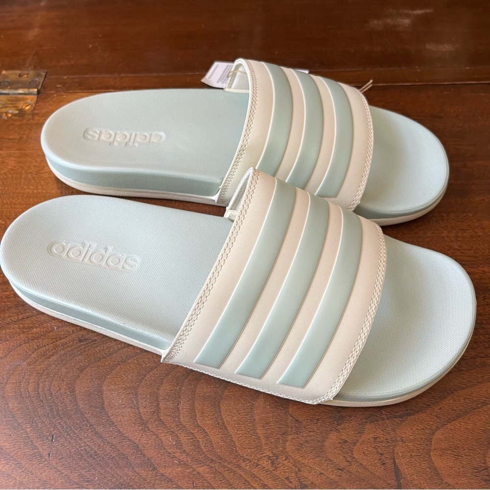 Adilette Comfort Slides - Women's 9, mint green / white - Picture 4 of 8